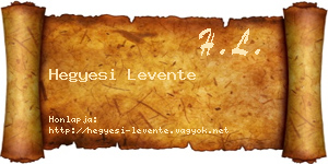 Hegyesi Levente névjegykártya
